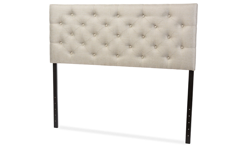 Leena Modern and Contemporary Light Beige Fabric Upholstered Button-tufted Queen Size Headboard