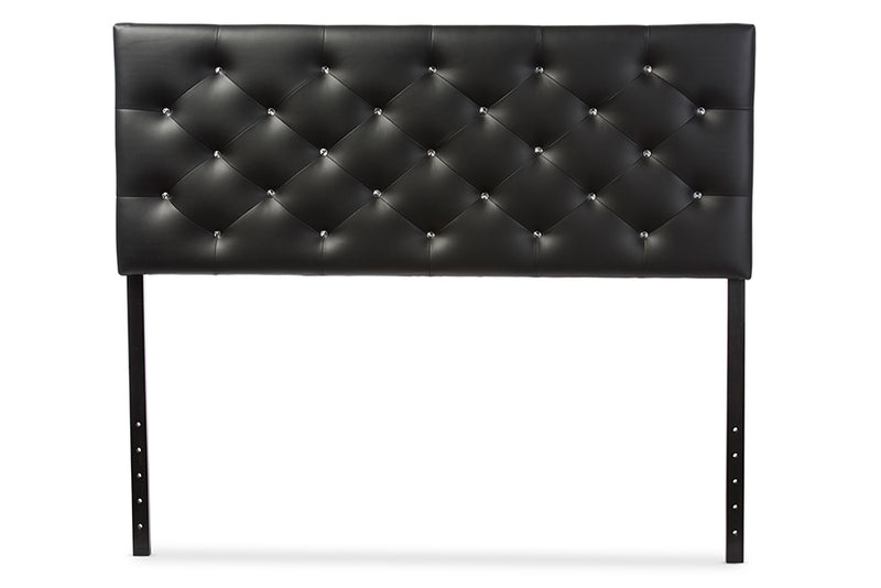 Leena Modern and Contemporary Black Faux Leather Upholstered Button-tufted Queen Size Headboard