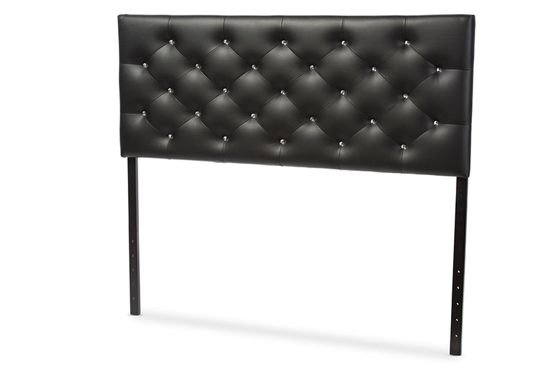 Leena Modern and Contemporary Black Faux Leather Upholstered Button-tufted Queen Size Headboard