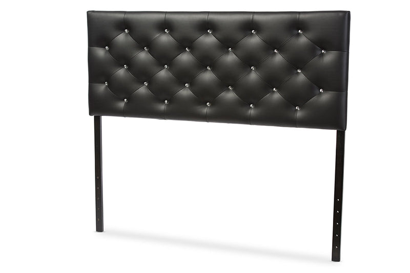 Leena Black Faux Leather Upholstered Button-tufted Queen Size Headboard Baxton