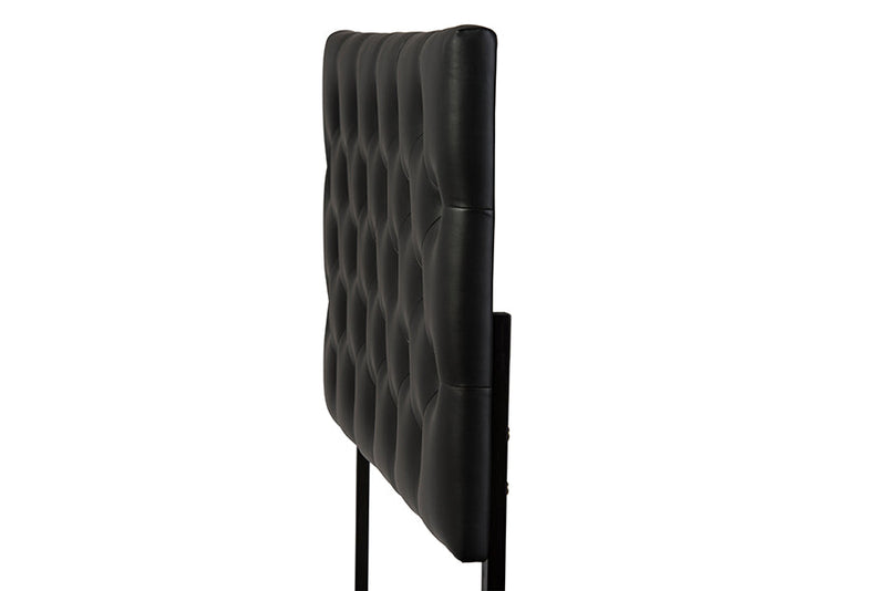 Leena Black Faux Leather Upholstered Button-tufted Queen Size Headboard Baxton
