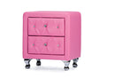 Octavia Crystal Tufted Pink Leather Modern Nightstand, 2-Drawers Baxton