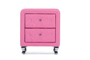 Octavia Crystal Tufted Pink Leather Modern Nightstand, 2-Drawers Baxton