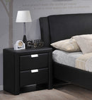 Galvin Black Upholstered Modern Nightstand, 2-Drawers Baxton