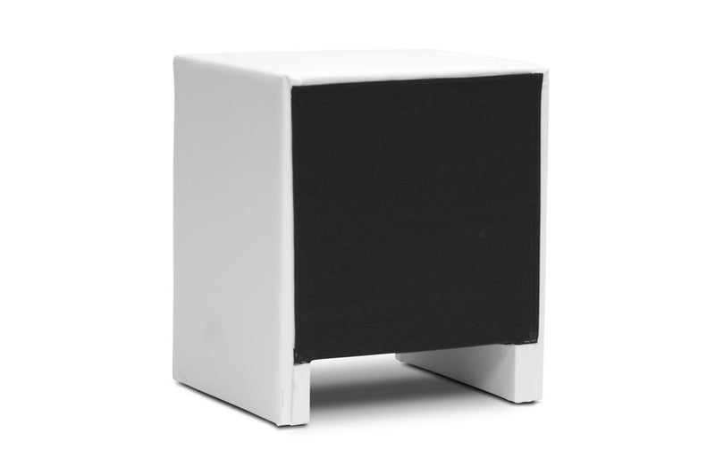 Galvin White Upholstered Modern Nightstand, 2-Drawers