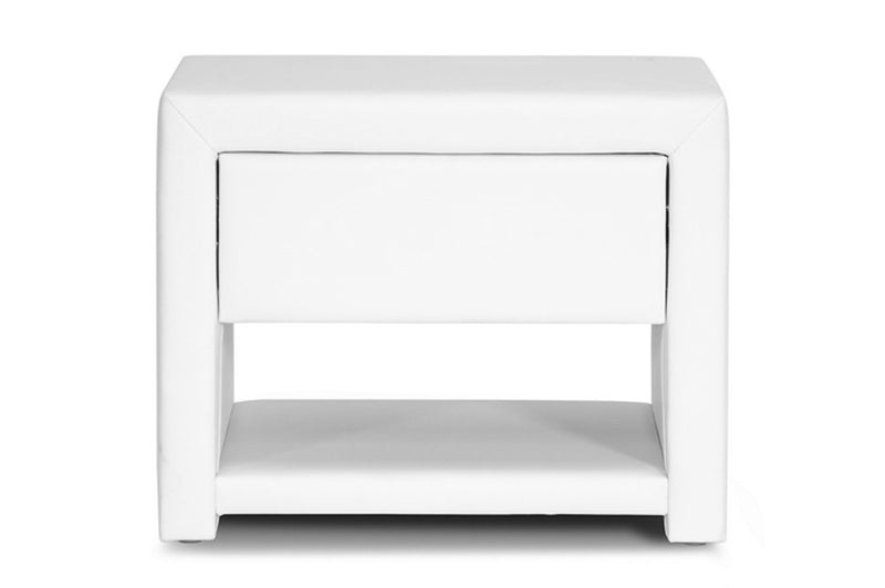 Nayana White Upholstered Modern Nightstand, 1-Drawers