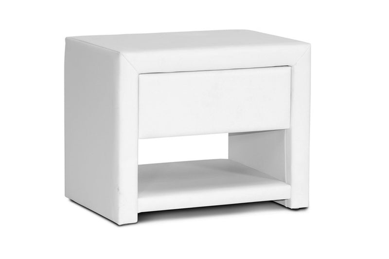 Nayana White Upholstered Modern Nightstand, 1-Drawers