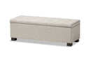 Eleri Beige Fabric Upholstered Grid-Tufting Storage Ottoman Bench Baxton
