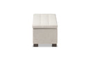 Eleri Beige Fabric Upholstered Grid-Tufting Storage Ottoman Bench Baxton