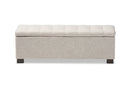 Eleri Beige Fabric Upholstered Grid-Tufting Storage Ottoman Bench Baxton