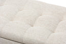 Eleri Beige Fabric Upholstered Grid-Tufting Storage Ottoman Bench Baxton