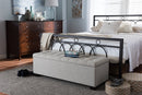 Eleri Beige Fabric Upholstered Grid-Tufting Storage Ottoman Bench Baxton