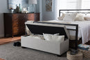 Eleri Beige Fabric Upholstered Grid-Tufting Storage Ottoman Bench Baxton