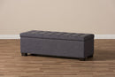 Eleri Dark Gray Fabric Upholstered Grid-Tufting Storage Ottoman Bench Baxton