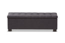 Eleri Dark Gray Fabric Upholstered Grid-Tufting Storage Ottoman Bench Baxton