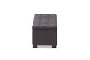 Eleri Dark Gray Fabric Upholstered Grid-Tufting Storage Ottoman Bench Baxton