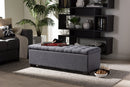 Eleri Dark Gray Fabric Upholstered Grid-Tufting Storage Ottoman Bench Baxton