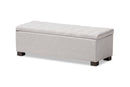 Eleri Grayish Beige Fabric Upholstered Grid-Tufting Storage Ottoman Bench Baxton