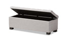 Eleri Grayish Beige Fabric Upholstered Grid-Tufting Storage Ottoman Bench Baxton