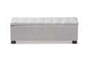 Eleri Grayish Beige Fabric Upholstered Grid-Tufting Storage Ottoman Bench Baxton