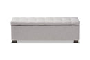 Eleri Grayish Beige Fabric Upholstered Grid-Tufting Storage Ottoman Bench Baxton
