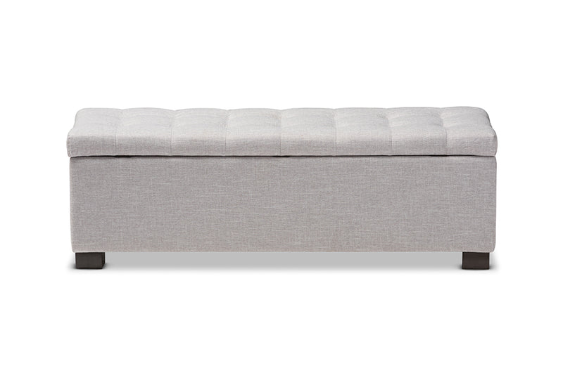 Eleri Modern and Contemporary Grayish Beige Fabric Upholstered Grid-Tufting Storage Ottoman Bench