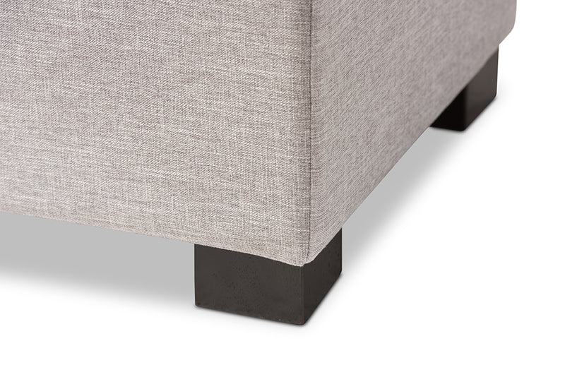 Eleri Modern and Contemporary Grayish Beige Fabric Upholstered Grid-Tufting Storage Ottoman Bench