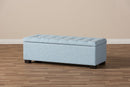 Eleri Light Blue Fabric Upholstered Grid-Tufting Storage Ottoman Bench Baxton