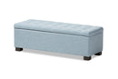 Eleri Light Blue Fabric Upholstered Grid-Tufting Storage Ottoman Bench Baxton
