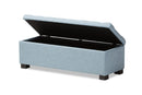 Eleri Light Blue Fabric Upholstered Grid-Tufting Storage Ottoman Bench Baxton