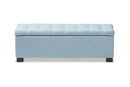 Eleri Light Blue Fabric Upholstered Grid-Tufting Storage Ottoman Bench Baxton
