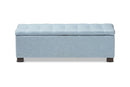 Eleri Light Blue Fabric Upholstered Grid-Tufting Storage Ottoman Bench Baxton