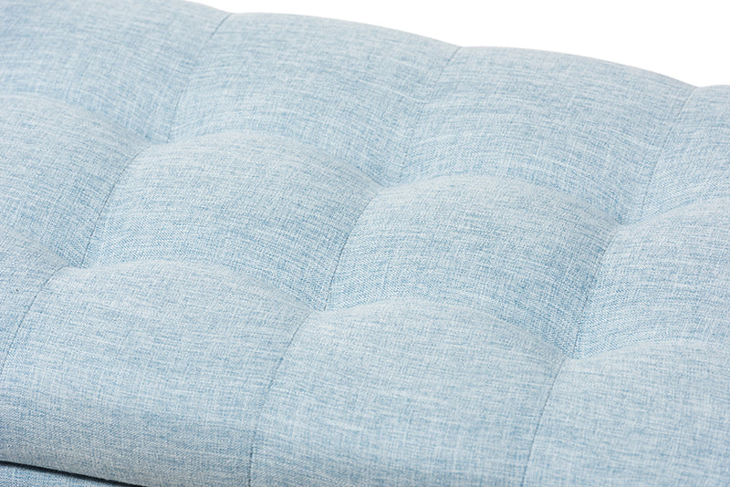 Eleri Modern and Contemporary Light Blue Fabric Upholstered Grid-Tufting Storage Ottoman Bench