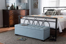 Eleri Light Blue Fabric Upholstered Grid-Tufting Storage Ottoman Bench Baxton