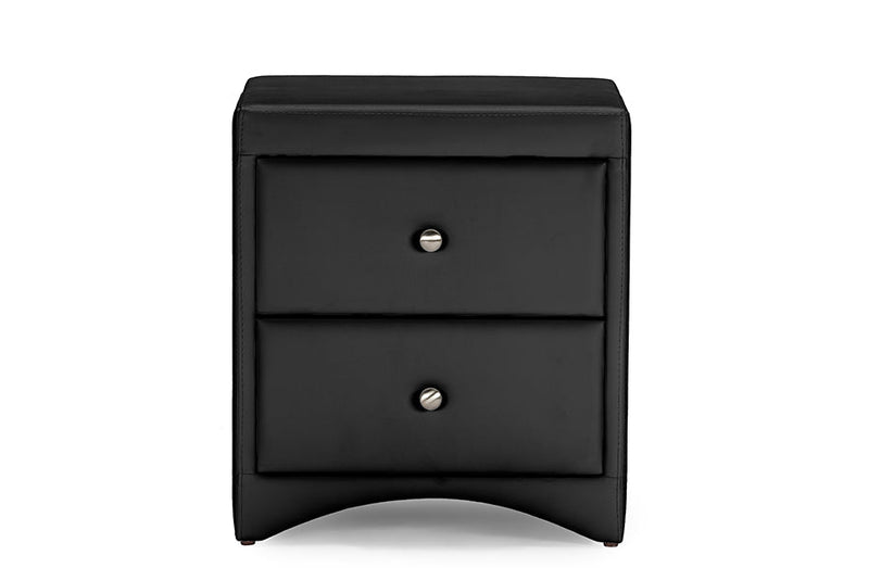 Zamira Black Faux Leather Upholstered Nightstand Baxton