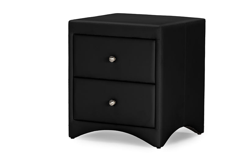 Zamira Black Faux Leather Upholstered Nightstand