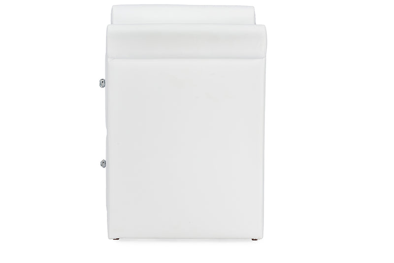 Albany Matte White PU Leather 2 Storage Drawers Nightstand