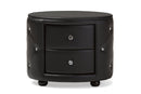 Proxy Hollywood Glamour Style Oval 2-drawer Black Faux Leather Nightstand Baxton