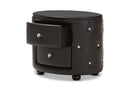 Proxy Hollywood Glamour Style Oval 2-drawer Black Faux Leather Nightstand Baxton