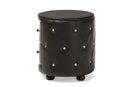 Proxy Hollywood Glamour Style Oval 2-drawer Black Faux Leather Nightstand Baxton