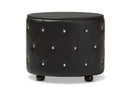 Proxy Hollywood Glamour Style Oval 2-drawer Black Faux Leather Nightstand Baxton