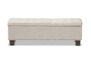 Dannon Beige Fabric Upholstered Button-Tufting Storage Ottoman Bench Baxton