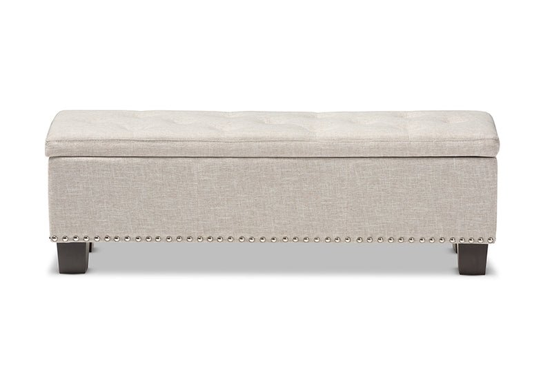 Dannon Modern and Contemporary Beige Fabric Upholstered Button-Tufting Storage Ottoman Bench