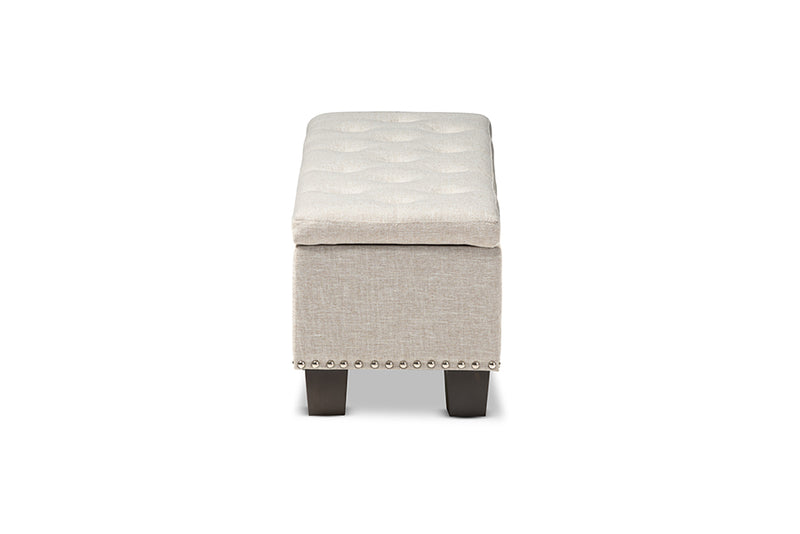 Dannon Modern and Contemporary Beige Fabric Upholstered Button-Tufting Storage Ottoman Bench