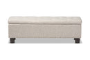 Dannon Beige Fabric Upholstered Button-Tufting Storage Ottoman Bench Baxton