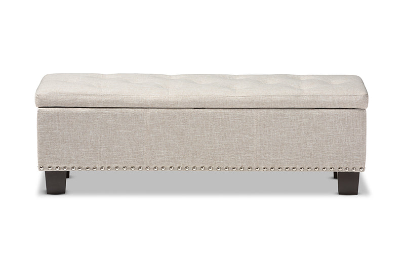 Dannon Modern and Contemporary Beige Fabric Upholstered Button-Tufting Storage Ottoman Bench