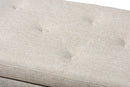 Dannon Beige Fabric Upholstered Button-Tufting Storage Ottoman Bench Baxton