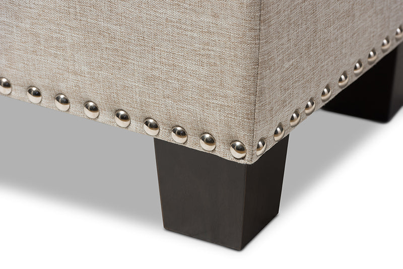 Dannon Modern and Contemporary Beige Fabric Upholstered Button-Tufting Storage Ottoman Bench