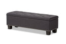 Dannon Dark Gray Fabric Upholstered Button-Tufting Storage Ottoman Bench Baxton