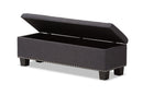 Dannon Dark Gray Fabric Upholstered Button-Tufting Storage Ottoman Bench Baxton